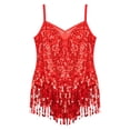 thumbnail image 6 of Zaldita Kids Girls Latin Dance Costume Sleeveless Sequins Tassel Hem Tango Rumba Performance Dancewear Red 12, 6 of 7