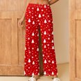 thumbnail image 2 of Riecok Womens Pajama Pants Christmas Elastic Waist Straight Leg Pajama Bottoms Cute Print Trendy Casual Lounge Pants Multicolor M, 2 of 7
