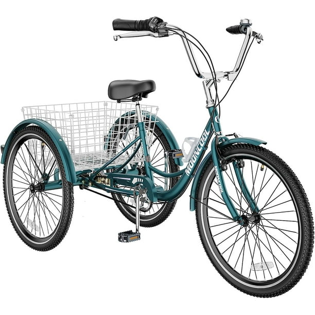 MOONCOOL Adult Tricycles, Single Speed Three Wheel Bike for Adults, 24