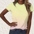 thumbnail image 4 of Hxshgdsn Womens Short Sleeve T Shirt Trendy Gradient Print Crew Neck Casual Summer Pullover TopYellow/M）, 4 of 5