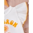 thumbnail image 6 of Bagilaanoe 3pcs Newborn Baby Girl Pants Set Letter Fly Sleeve Romper Tops + Flare Trousers + Headband 3M 6M 9M 12M 18M Infant Casual Clothes, 6 of 8