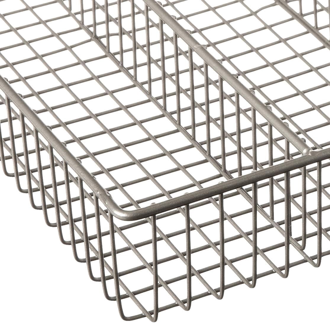 Large Wire Silverware Drawer Organizer 5 Compartment Utensil Holder Satin Nickel Finish Metal Divider Tray for Flatware Cutlery Organization 11 Inch Wide