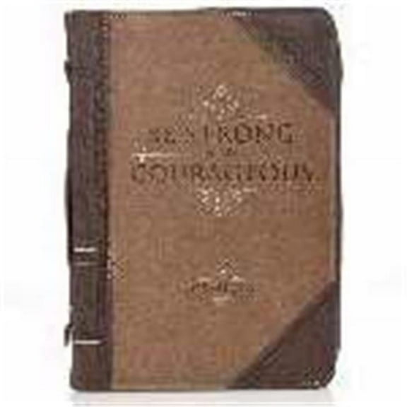 Christian Art Gifts  Bible Cover-Classic-Be Strong & Courageous - Large - Brown & Tan Lux Leather
