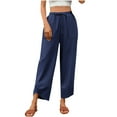 thumbnail image 2 of Roncen Women's Solid Wide Leg Pants - Loose Fit Elastic Waist Cropped Casual Trousers with Pockets, 2 of 9