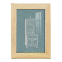 Hepplewhite Desk & Bookcase III - Framed Print w/glass - Natural Wood