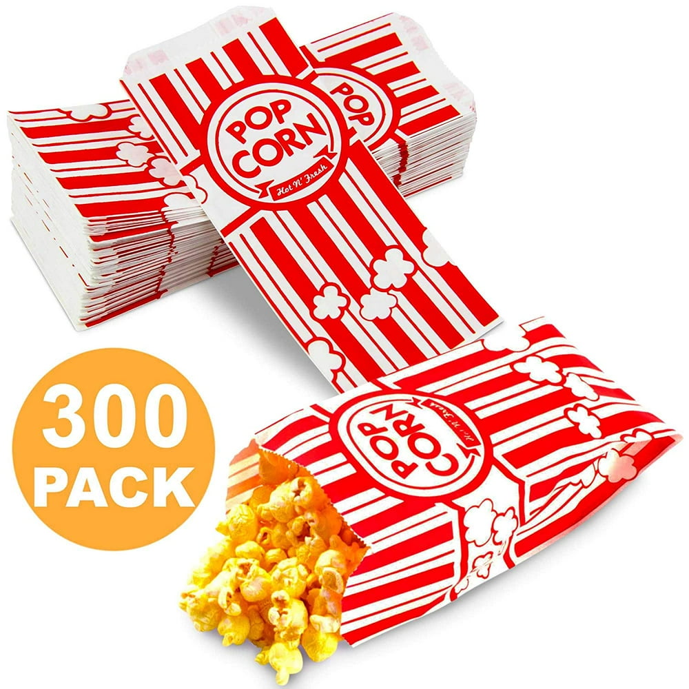[300 Pack] 1 oz Popcorn Bags Disposable Popcorn Containers Paper