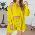 thumbnail image 2 of UAMVSH Fluffy Pajamas for Women Set 3 Piece Outfits Fleece Warm Hooded Coat Crop Tops with Shorts Matching Set Thick Comfy Sleepwear, 2 of 7