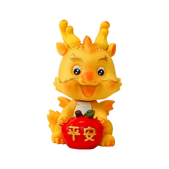 Riforla Chinese New Year Dragon Figurine with Moveable Head | Traditional of Luck & | Quality Sculpture for Festive Decor | Ideal Gift For Desktop Ornament Home Decor C