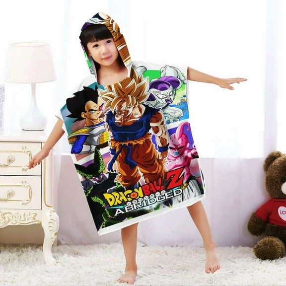 Dragon ball Boys and Girls Hooded Poncho Towels, Soft & Absorbent Microfiber Beach Towel, Swimming Pool Changing Robe Bathrobe Bath Towel