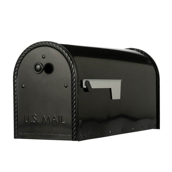Gibraltar Mailboxes Edwards Large, Steel, Post Mount Mailbox, Black, EM160B00
