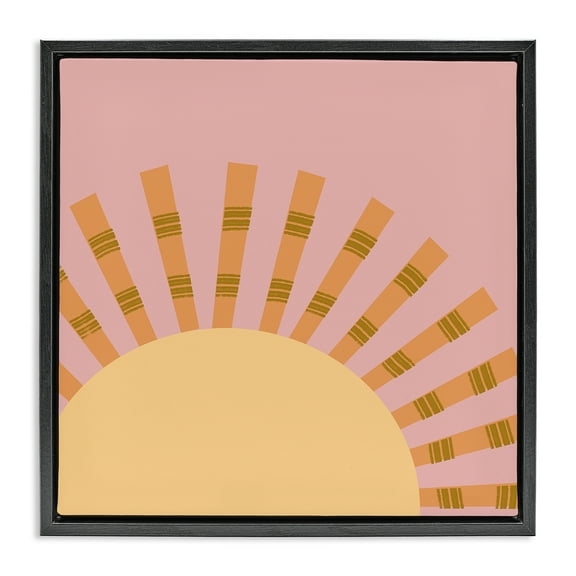 Stupell Industries Minimal Sun Rays Landscape & Nature Painting Black Floater Framed Canvas Art Print Wall Art, 18 x 18