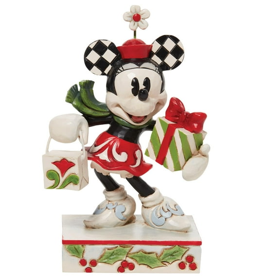 Enesco 6010870 Disney Traditions Minnie Bag & Gift, Figurine, 5.25 Inch, Multicolor