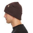 thumbnail image 3 of 100% Merino Wool - Midweight Everyday Knit Cuff Beanie - Warm Winter Hat - Dark Brown, 3 of 4