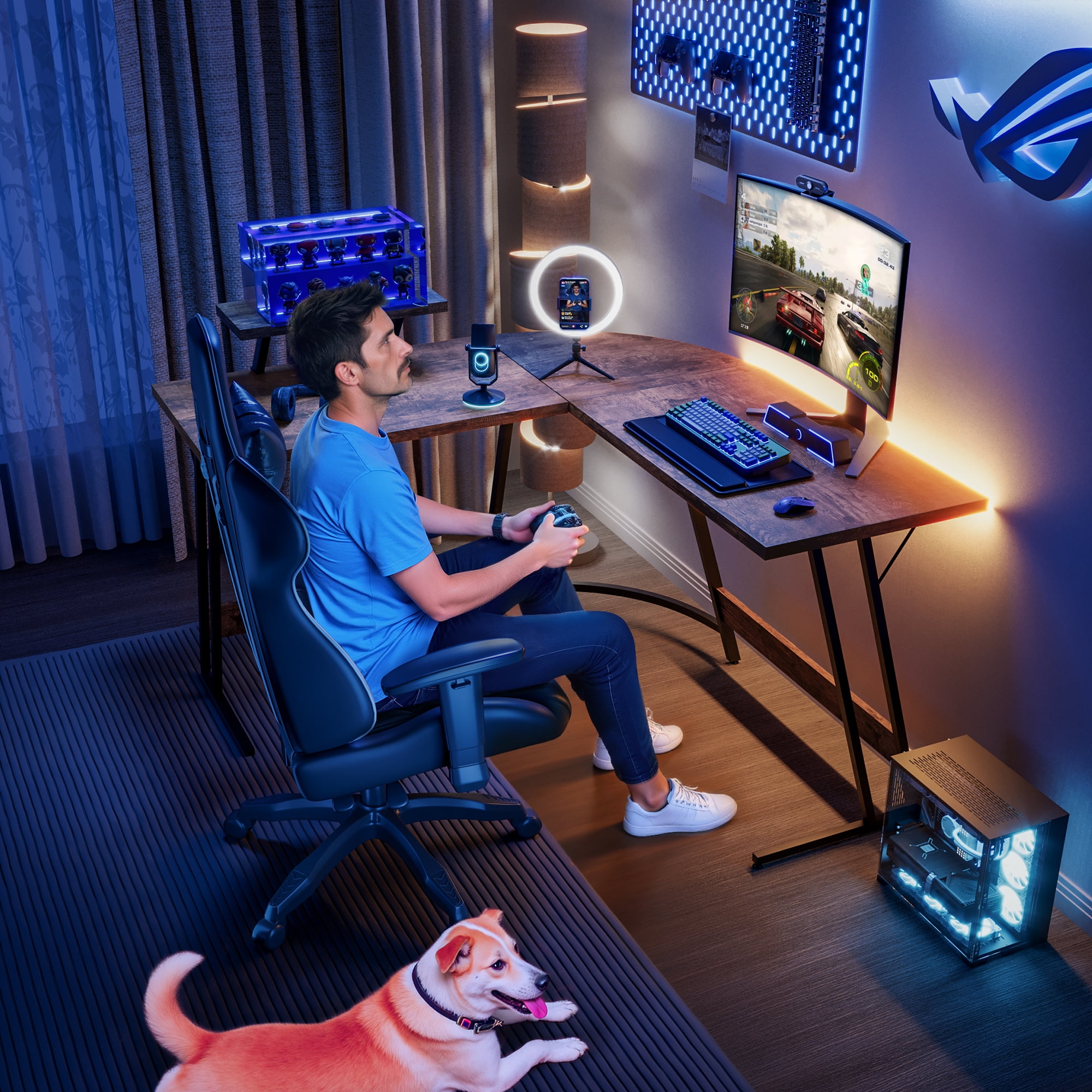 Homall L-Shaped Gaming Desk 51.2 Inches Corner Office Gaming Desk with Removable Monitor Riser, Classical Brown