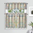 thumbnail image 2 of Kitchen Curtains 36 Inch Short - 3 Panel Set, Rod Pocket Window Curtain, Boho Floral Tribal Style, 100% Polyester for Farmhouse, Kitchen, Cafe, Bedroom, Easy Wash, 2 of 6