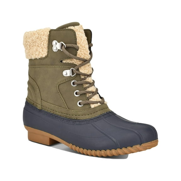 TOMMY HILFIGER Womens Blue Removable Insole Insulated Water Resistant Rainah Round Toe Lace-Up Duck Boots 8