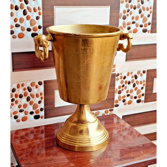 Floor Standing Gold Champagne Bucket Distressed Look Wine Cooler Ice Gift
