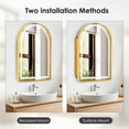 thumbnail image 2 of 36"x 24" Bathroom LED Mirror Medicine Cabinet with Lights, Recessed or Wall Mounted Bathroom Vanity Mirror with 2 Adjustable Storage Shelves, Defogger, Dimmable, Memory Function, Outlets & USB,Gold, 2 of 8