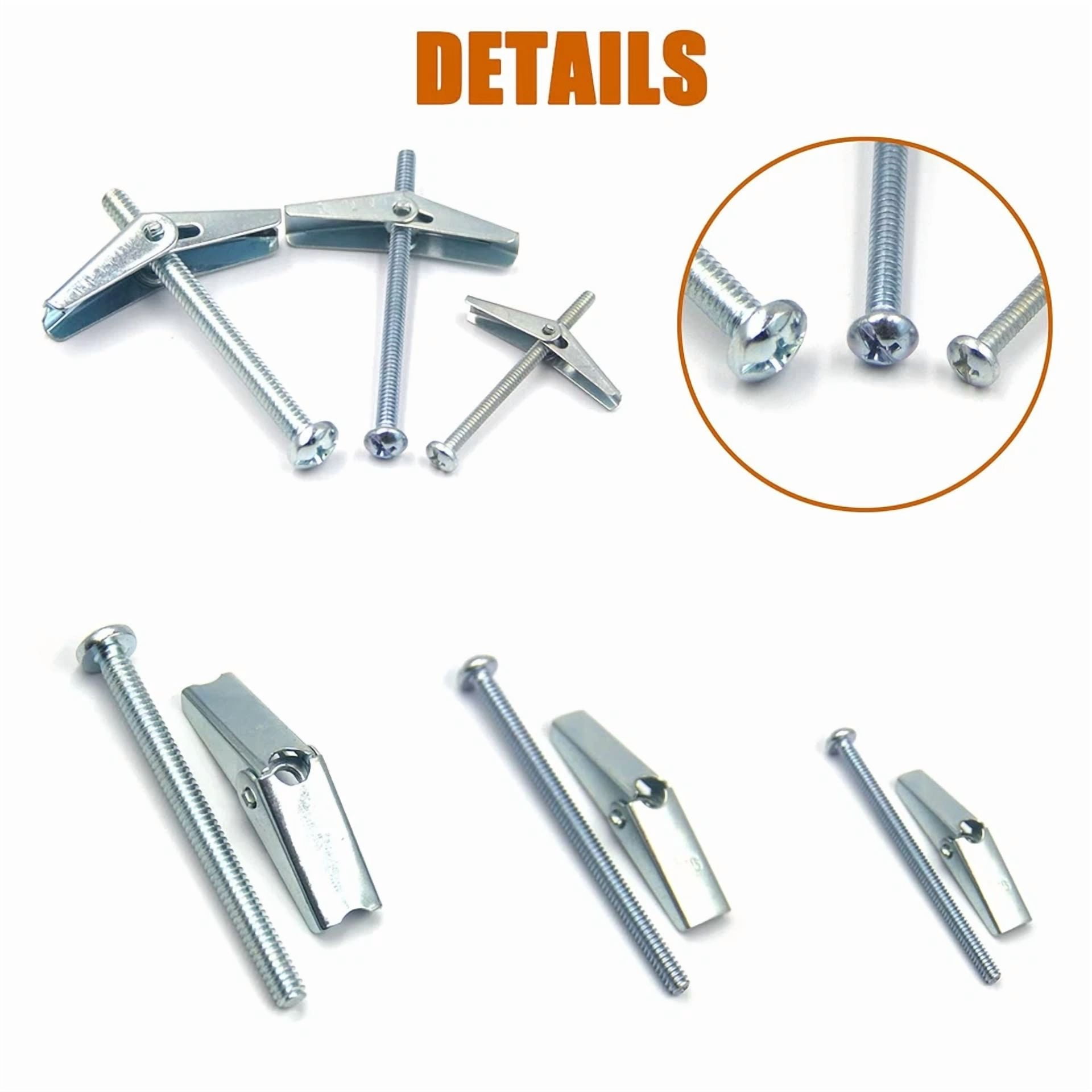 CIRCLE- 24Pcs Toggle Bolt And Wing Nut Assortment Kit For Drywall Hanging Heavy Items 1/