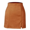 thumbnail image 2 of SWSMCLT Women's Bodycon Mini Sexy Fashion High Waisted Skirt A-Line Side Slit Mid-Thigh Length Khaki 4-6, 2 of 4