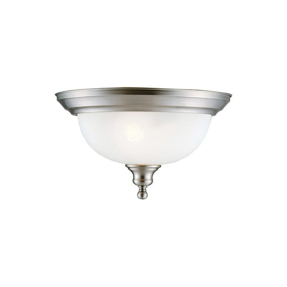 Design House WM751029 Bristol Traditional 2-Light Indoor Flush Mount Ceiling Light Dimmable Alabaster Glass for Bedroom Dining Room Kitchen, Satin Nickel
