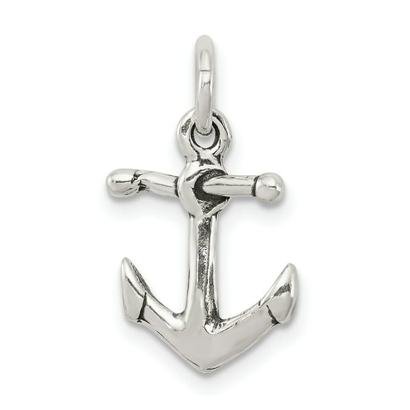 925 Sterling Silver Antiqued Anchor Charm Pendant