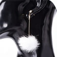 thumbnail image 2 of FNNMNNR 1PC Soft Fur Ball Pompom Long Earrings Drop Dangle Earrings Women Ear Studs Jewelry, 2 of 8