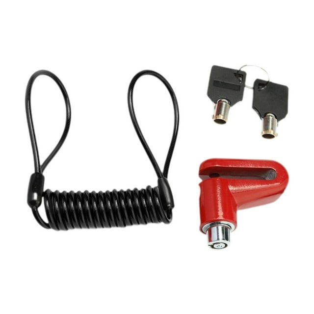 Candado antirrobo para frenos de disco, portátil, inoxidable, fácil de usar y con 2 llaves. Rojo Negro