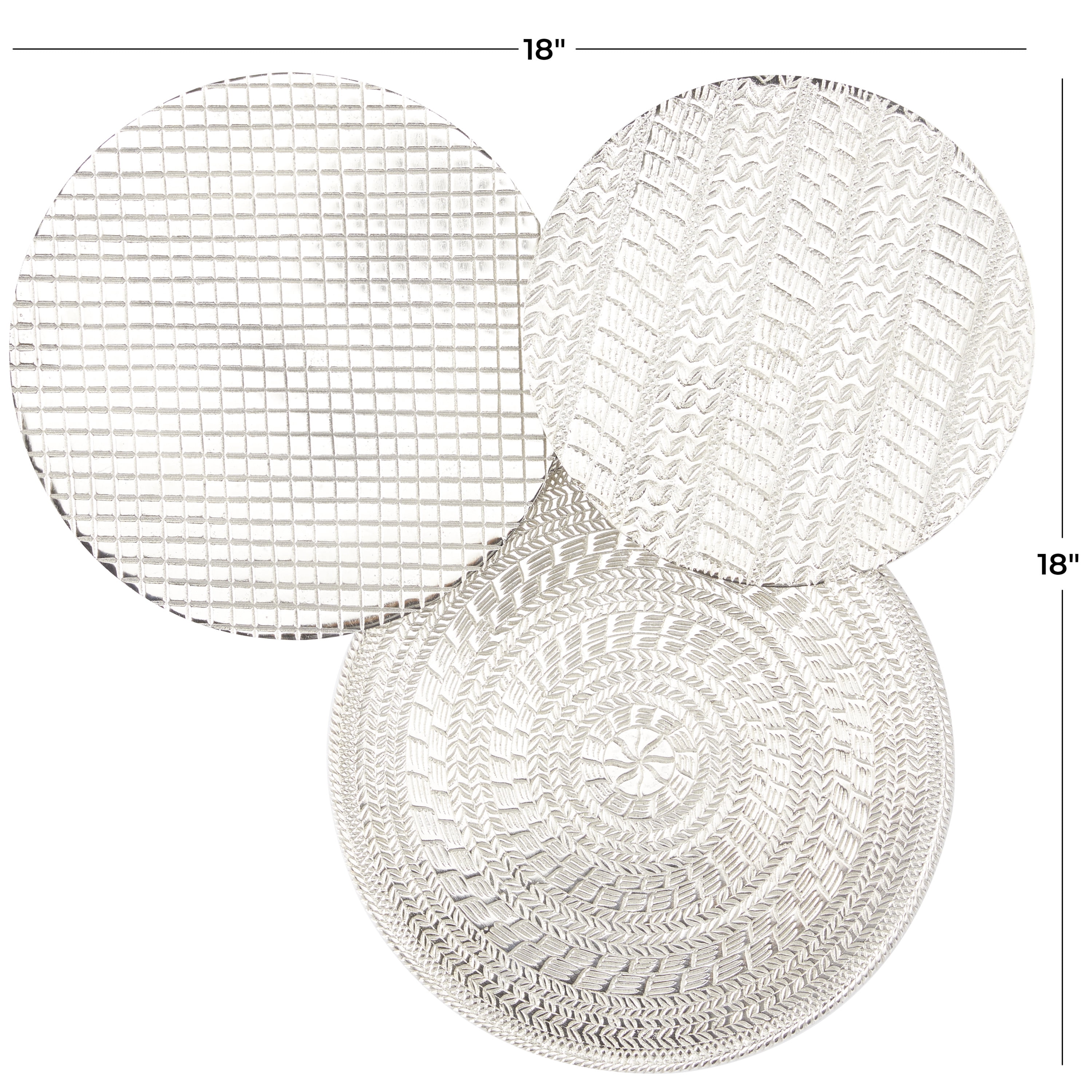 DecMode Silver Aluminum Plate Wall Decor with Textured Pattern