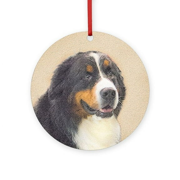 CafePress - Bernese Mountain Dog -  Round Wood Ornament 4"