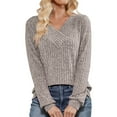 thumbnail image 1 of Chandail à Manches Longues Col en V pour Femmes - Confortable pour Toutes les Saisons et Occasions, 1 of 7