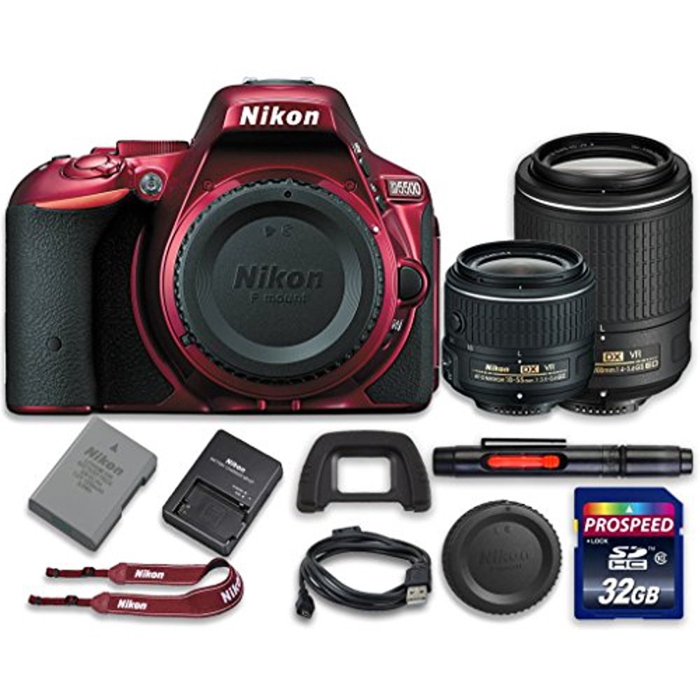 Nikon D5500 Red Digital SLR Camera with BuiltIn WiFi + Nikon AFS DX