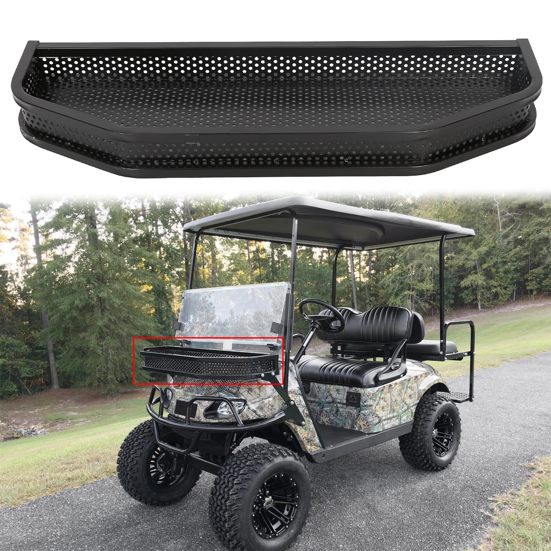 Front Clay Carrier Cargo Utility Storage Basket Black for EZGO TXT Golf