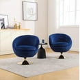 thumbnail image 2 of Modern Swivel Barrel Chair, Velvet Accent Chair Set of 2, 360 Swivel Round Cuddle Chair, Upholstered Armchair for Living Room, Bedroom, Hotel, Studio, Bar, Salon, Navy Blue, 2 of 18