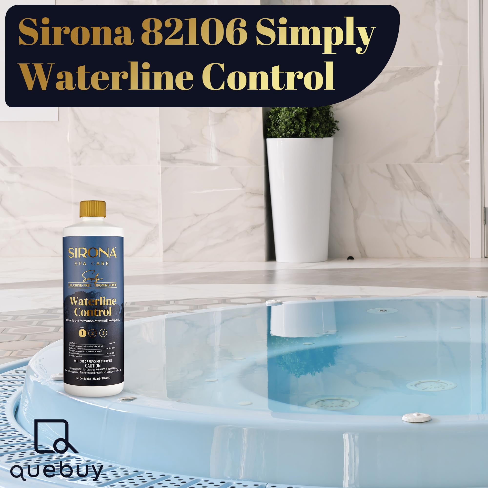 Sirona 82106 Simply Waterline Control 1 Qt - Chlorine-Free & Bromine-Free + QueBuy Pool Log Book