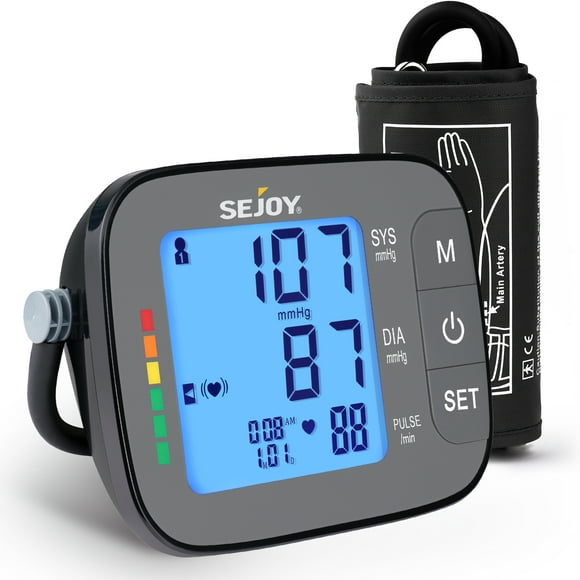 SEJOY Upper Arm Automatic Digital Blood Pressure Monitor, Large Adjustable Cuff, Electronic Blood Pressure Kit, Pulse Rate Monitoring Meter