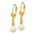 thumbnail image 2 of Primal Gold 14 Karat Yellow Gold 5-6mm White Semi-round Freshwater Cultured Pearl Leverback Earrings, 2 of 3