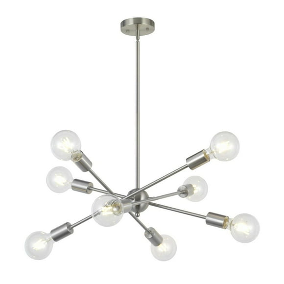 8 Lumières Lustre Moderne Sputnik avec Bras Réglables Suspension Milieu du Siècle Luminaire de Plafond Industriel Vintage Nickel Brossé par BONLICHT