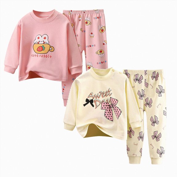 mgoYE Baby Clothes Fall Winter 3 6 12 18 Months 1T 2T 3T 4T 5T Girls Outfits Little Girls Clothes Long Sleeve Sweater and Pants 4 Piece Playwear Set Size 6-12 Months