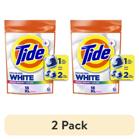 (2 pack) Tide Power PODS White Laundry Detergent Pacs, Brilliant Whitening + Color Protect, 18 Count