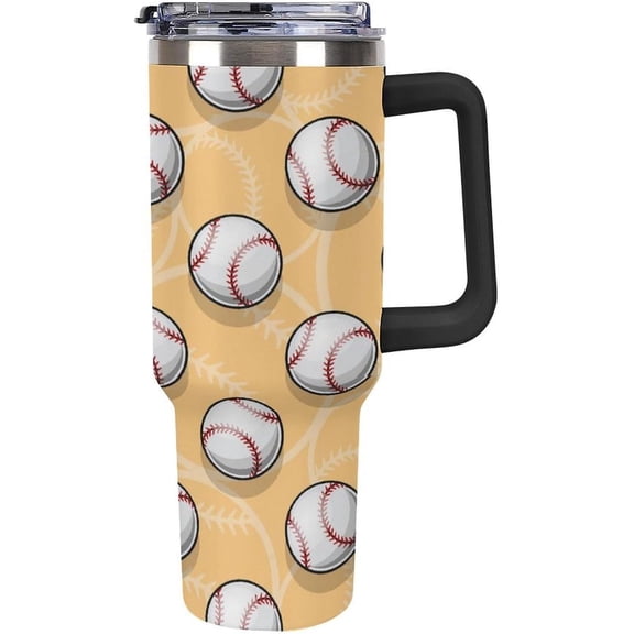 Large Capacity Car Cup 40 Oz Baseball Softball Ball Stainless Steel Travel Tumbler Coffee Mug Insulated Bottles Tumbler with Lid And Straw Leak-Proof