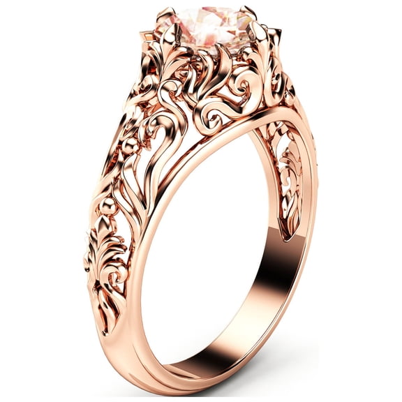Peach Pink Morganite Engagement Ring