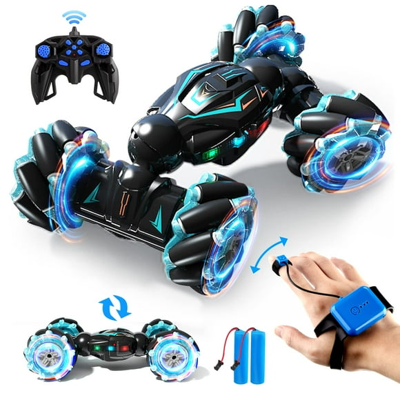 Jovow 1:12 Voiture Acrobatique RC, 2.4GHz 4WD Télécommande Capteur de Gestes Voitures Jouets, Véhicule Tout-Terrain Rotatif Double Face 360 avec Lumières Musique, Voitures Jouets pour Garçons & Filles Anniversaire