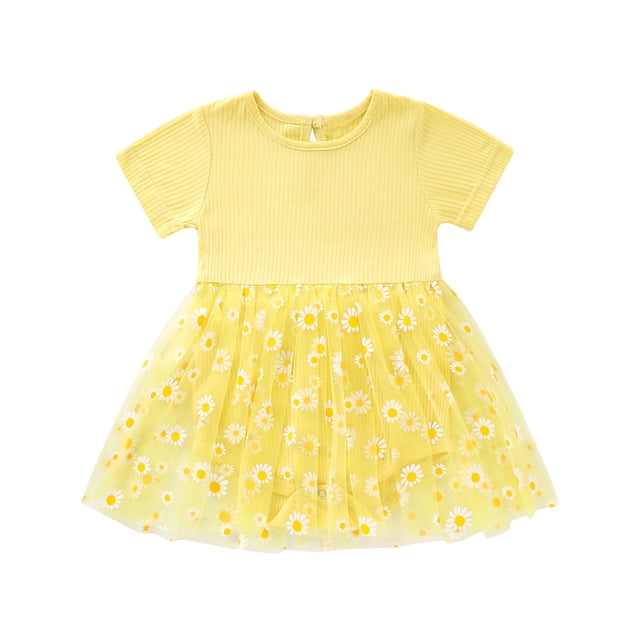 ITFABS Barboteuse Tricotée à Manches Courtes en Maille Imprimé Marguerite pour Bébés Filles