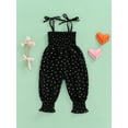 thumbnail image 2 of Caoirhny Toddler Girl Sling Jumpsuit, Heart/Leopard Printed Pleated Tie-Up Simple Style Overalls, Casual Sweet Romper, 2 of 9