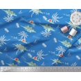 thumbnail image 3 of Soimoi Blue Rayon Crepe Fabric Palm Tree & Sunset Beach Print Fabric by Yard 46 Inch Wide, 3 of 3