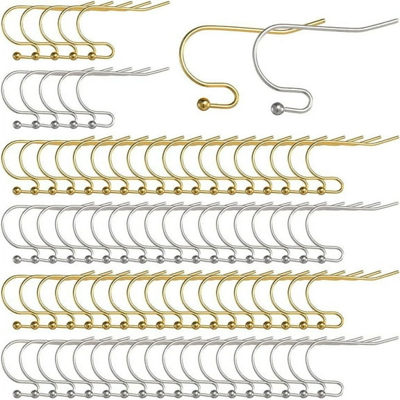 160Pcs 2 Style 316 Surgical Stainless Steel Earring Hooks Shepherd's Hook Ear Wires Golden & Stainless Steel Color 21x12mm Pin: 0.6mm 80Pcs/style