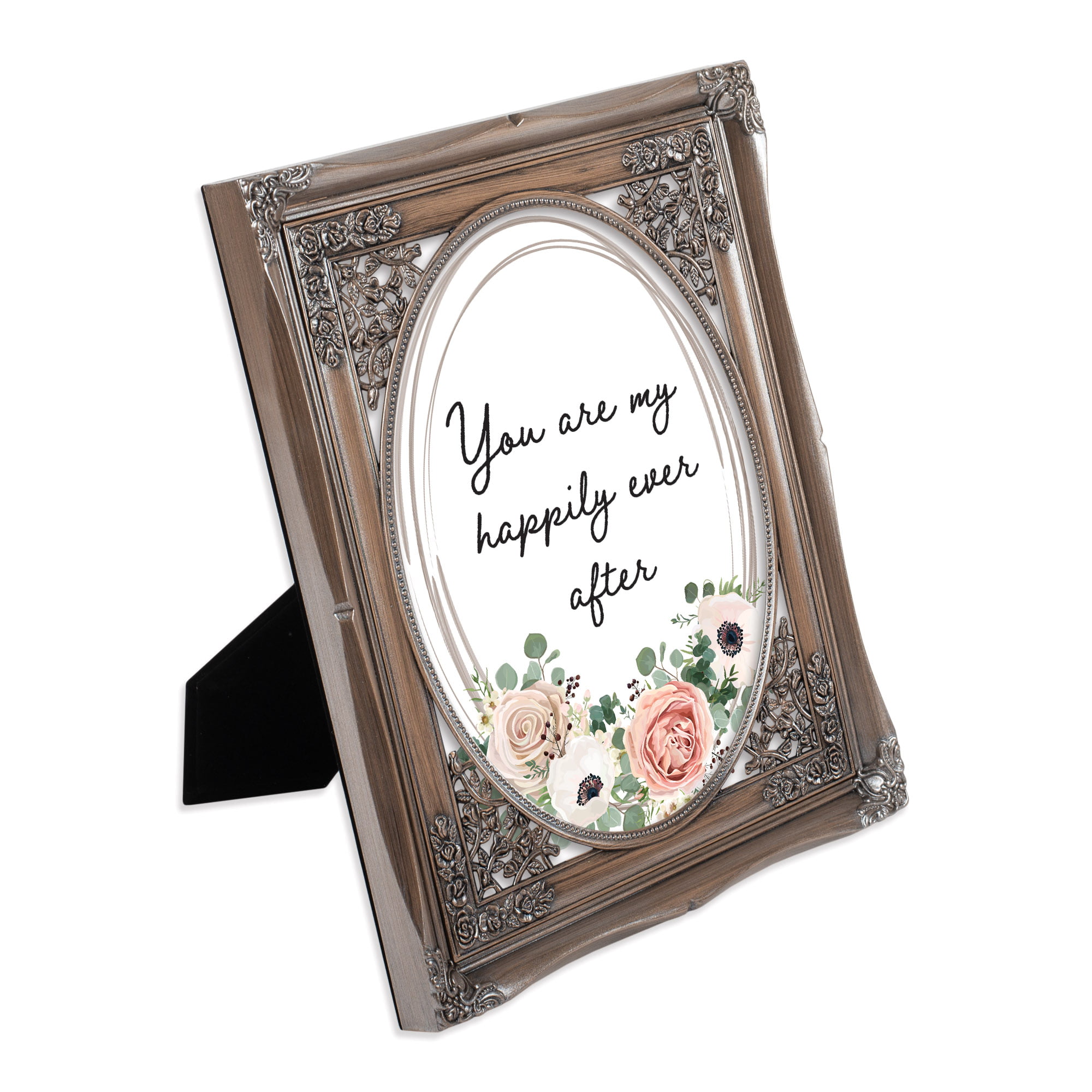 Cottage Garden Strong and Courageous Black Floral Cutout 8 x 10 Table Top and Wall Photo Frame