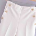thumbnail image 4 of Women's Casual Straight Leg Pants High Waisted Button Stretchy Business Work Trousers Dressy Slim Fit Cropped Pants, 4 of 6