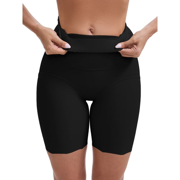 DARING DIVA Women's High Rise Tummy Control Ice Silk Seamless Boyshorts S Black